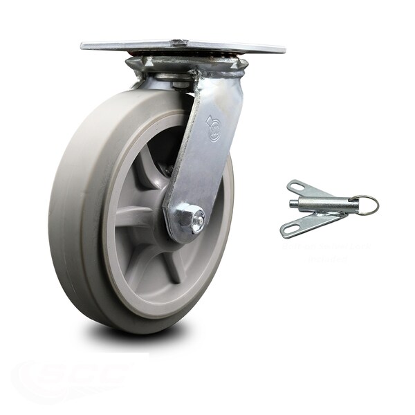 8 Inch Heavy Duty Thermoplastic Caster with Ball Bearing and Swivel Lock SCC